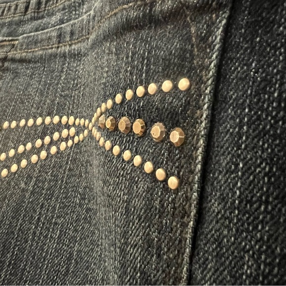 NWT NYDJ Sz 12 Lift Tuck Studded Embroidered High Rise Boot cut Dark Wash - Picture 4 of 15